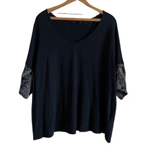 Kiabi Navy Blue V-Neck Top Size 54-56